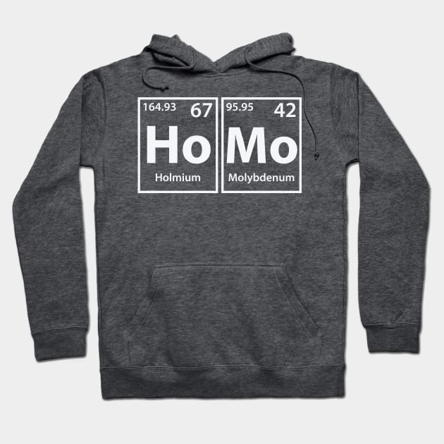 Homo (Ho-Mo) Periodic Elements Spelling Hoodie by cerebrands